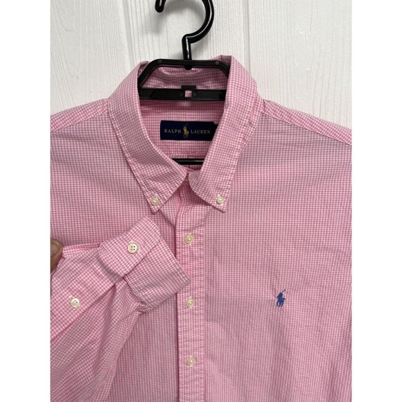 Ralph Lauren Men's Light Pink Checked Collared Button Up Dress Shirt Size XL - Picture 5 of 11